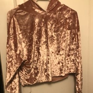 Pink velvet crop top